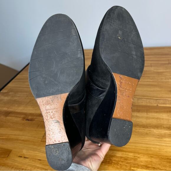 Aquatalia Tillie Black Suede Leather Buckle Wedge Boots Size 8.5 - Picture 7 of 8